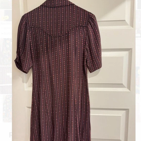 Tecovas Maroon Puff Sleeve button down Mini Dress - Picture 4 of 4